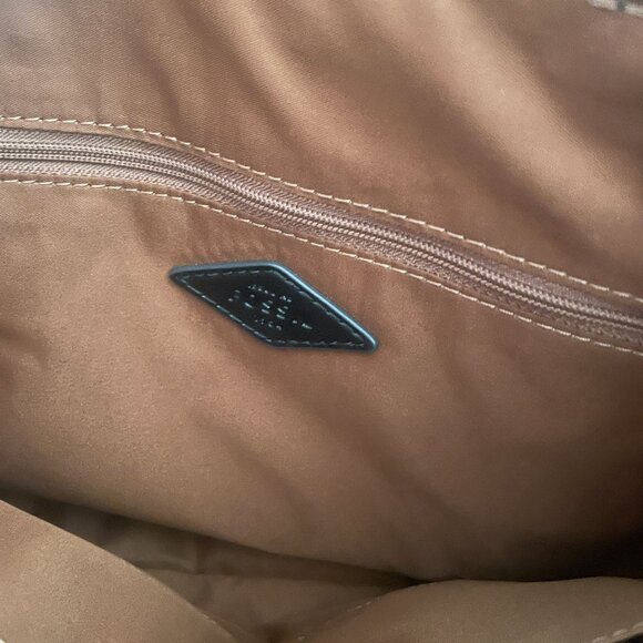 Fossil Skylar Satchel Top Handle Bag Brown Leather Black Suede Accent - Picture 7 of 12